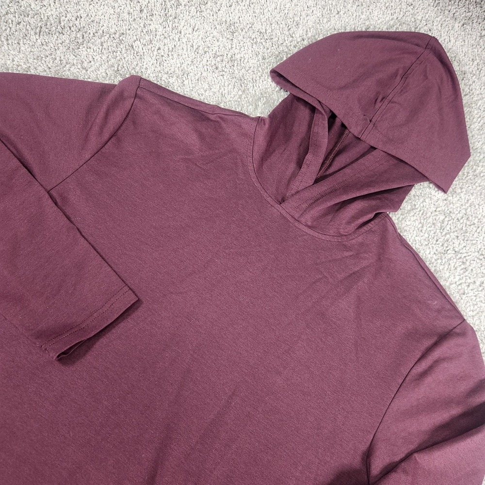 BYLT Shirt Mens Medium Drop Cut Hooded Long Sleeve Casual Burgundy Gym Active‎